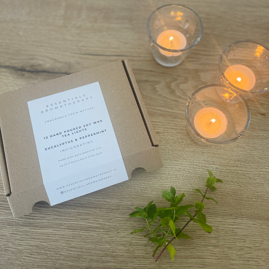 12 Eucalyptus & Peppermint Scented Soy Wax Tea Lights